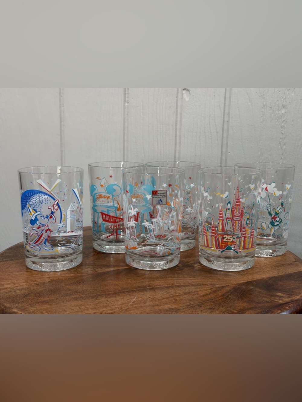 6 Vintage Walt Disney World 25th Anniversary "Remember the Magic" glasses